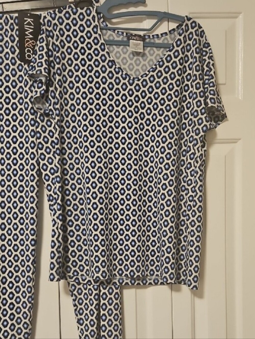๐3/$30 NWT Kim & Co Brazil Knit 2 Pc Lounge Set Top Pants Abstract S/P - Picture 5 of 6